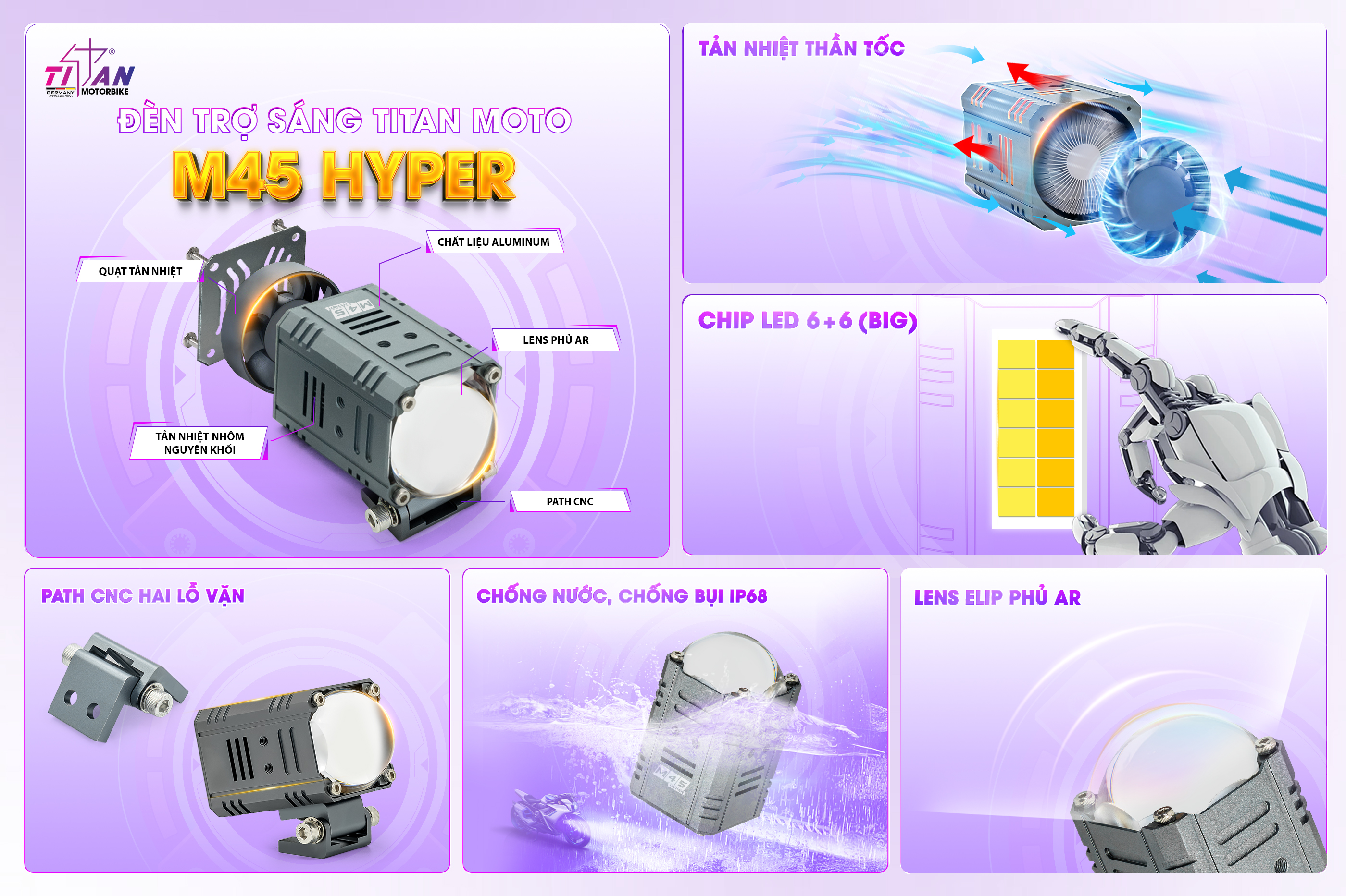 ĐÈN TRỢ SÁNG TITAN MOTO M45 HYPER ĐÈN TRỢ SÁNG TITAN MOTO M45 HYPER